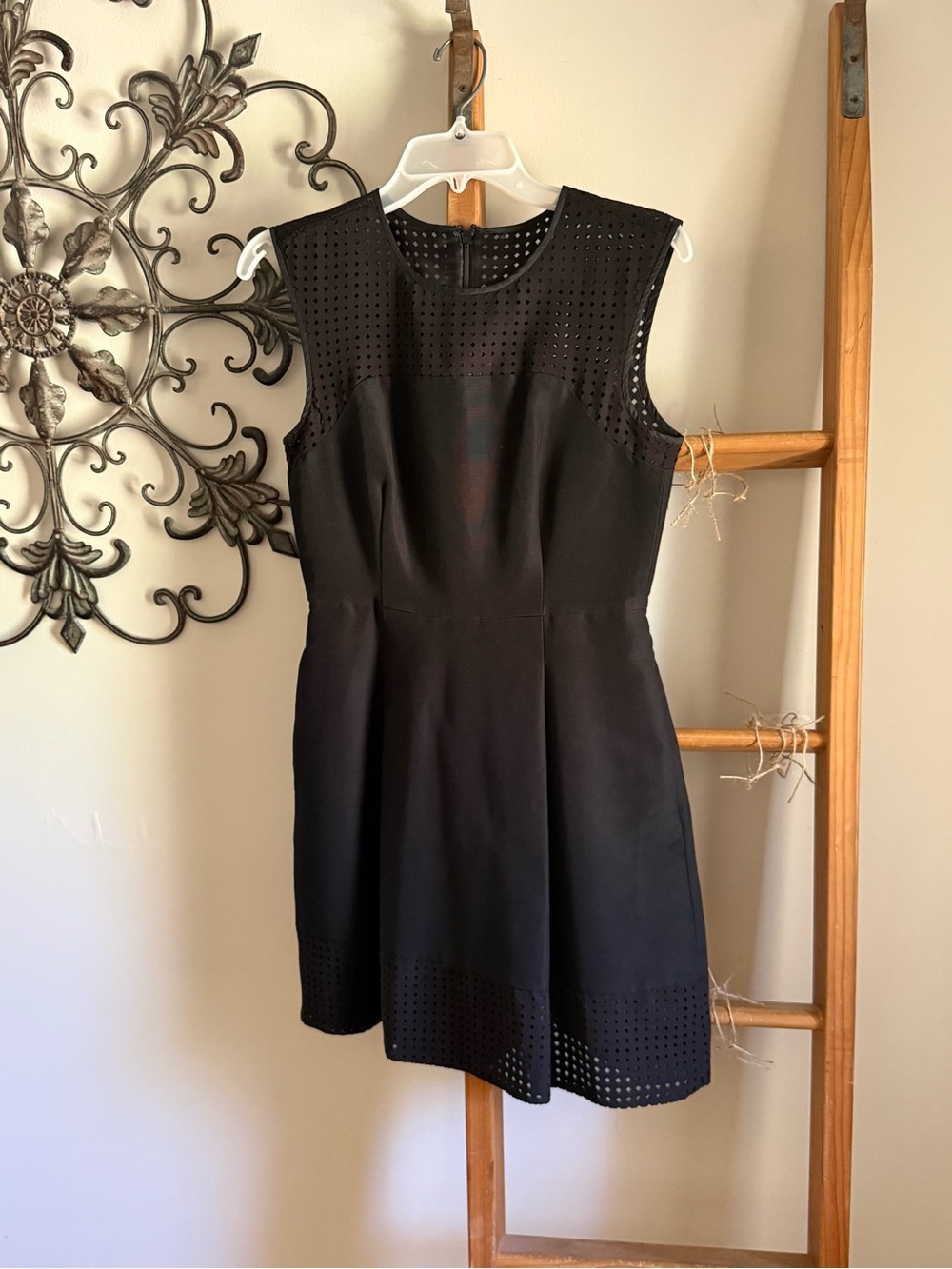 J. Crew Black Sleeveless Perforated Mini Dress